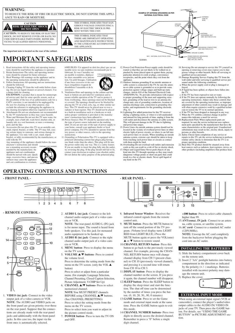 Funai CWF2703 TV Operating Manual