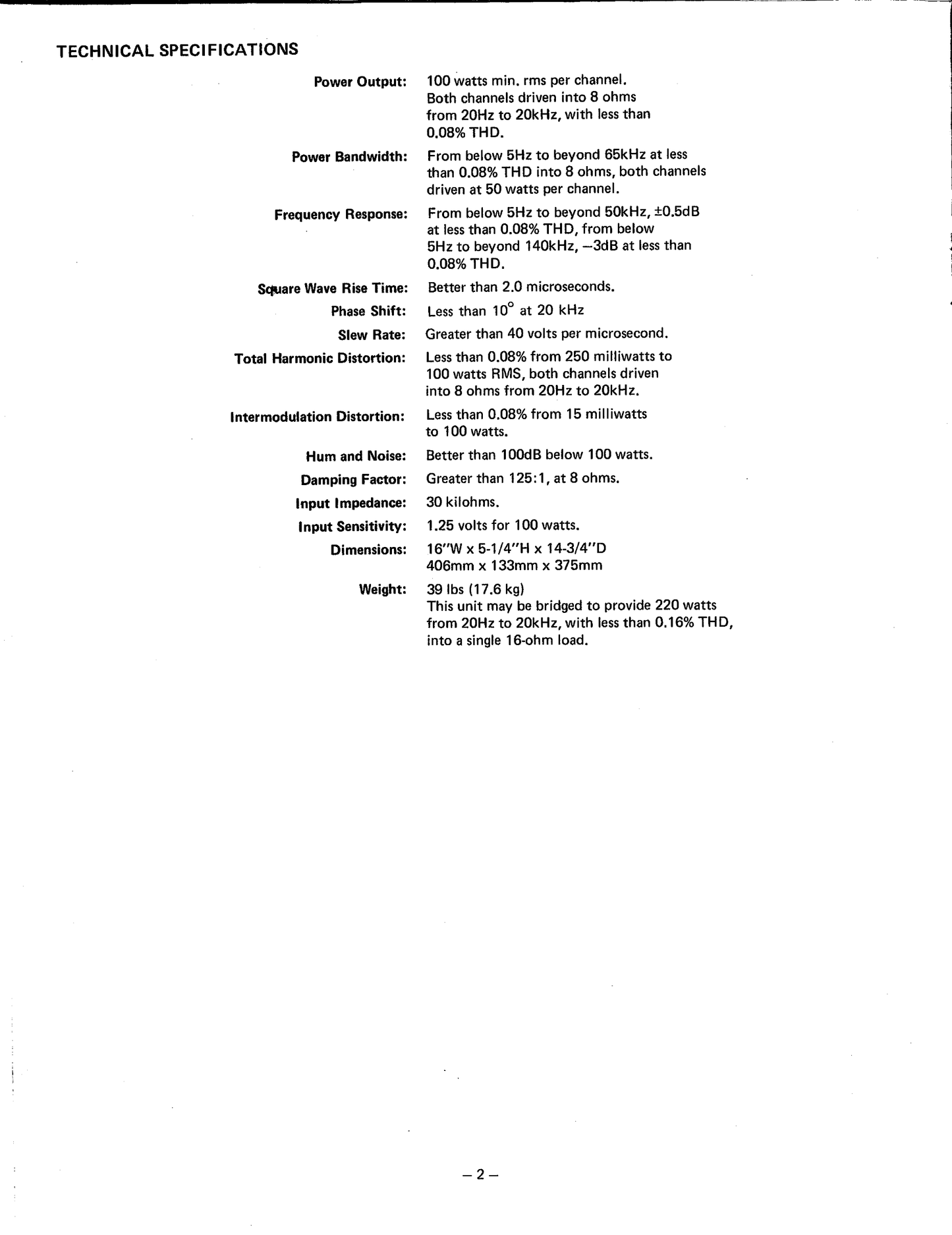 Harman/ Kardon Citation 19 Stereophonic Amplifier Owner & Service Manual (Pages: 23)