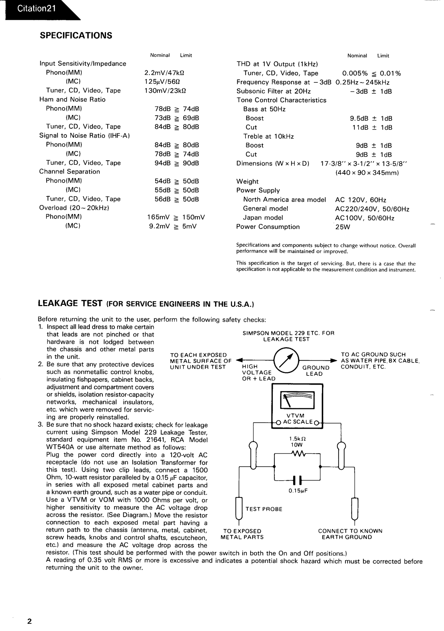 Harman/ Kardon Citation 21 Stereo Preamplifier Service Manual (Pages: 25)