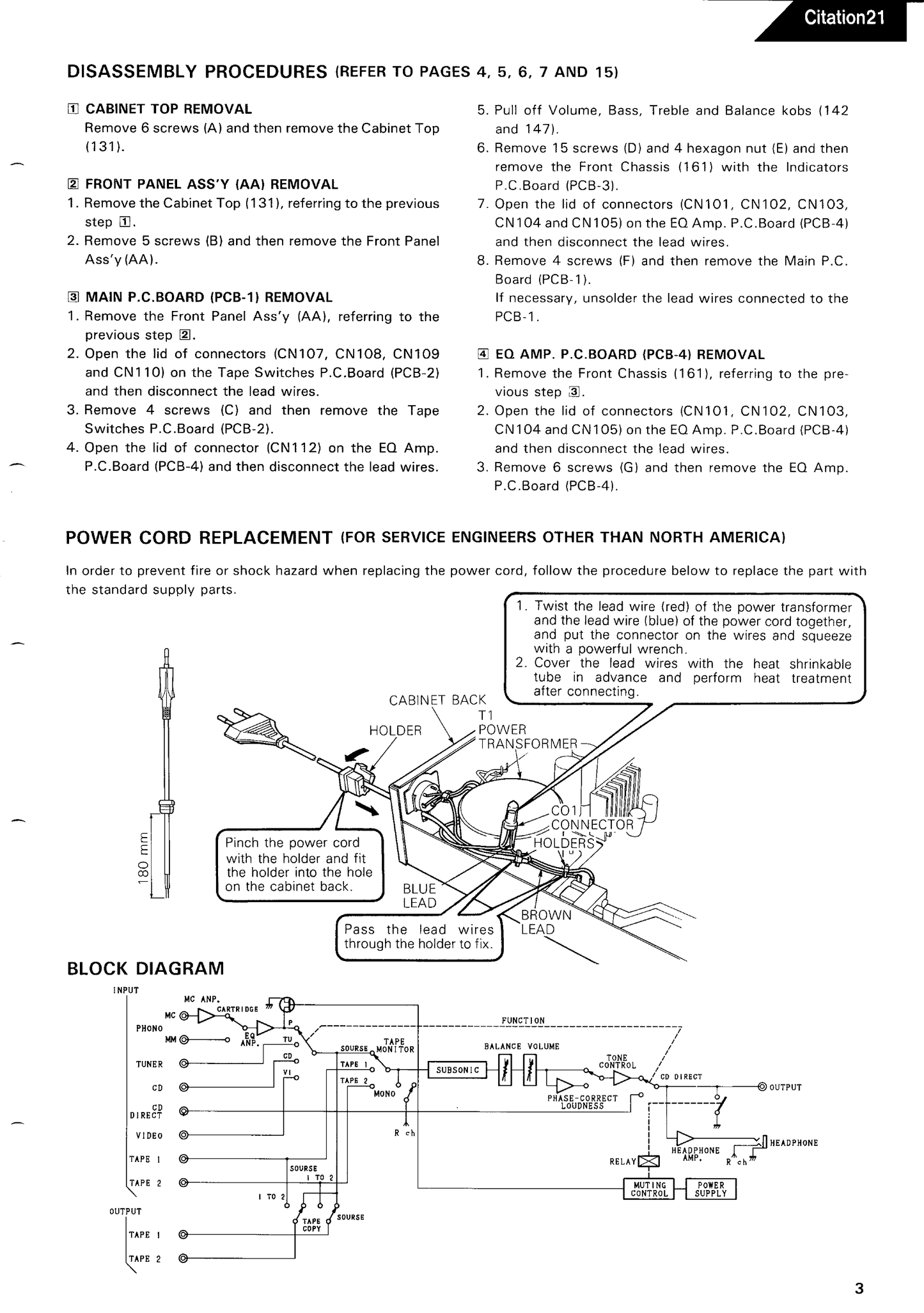 Harman/ Kardon Citation 21 Stereo Preamplifier Service Manual (Pages: 25)