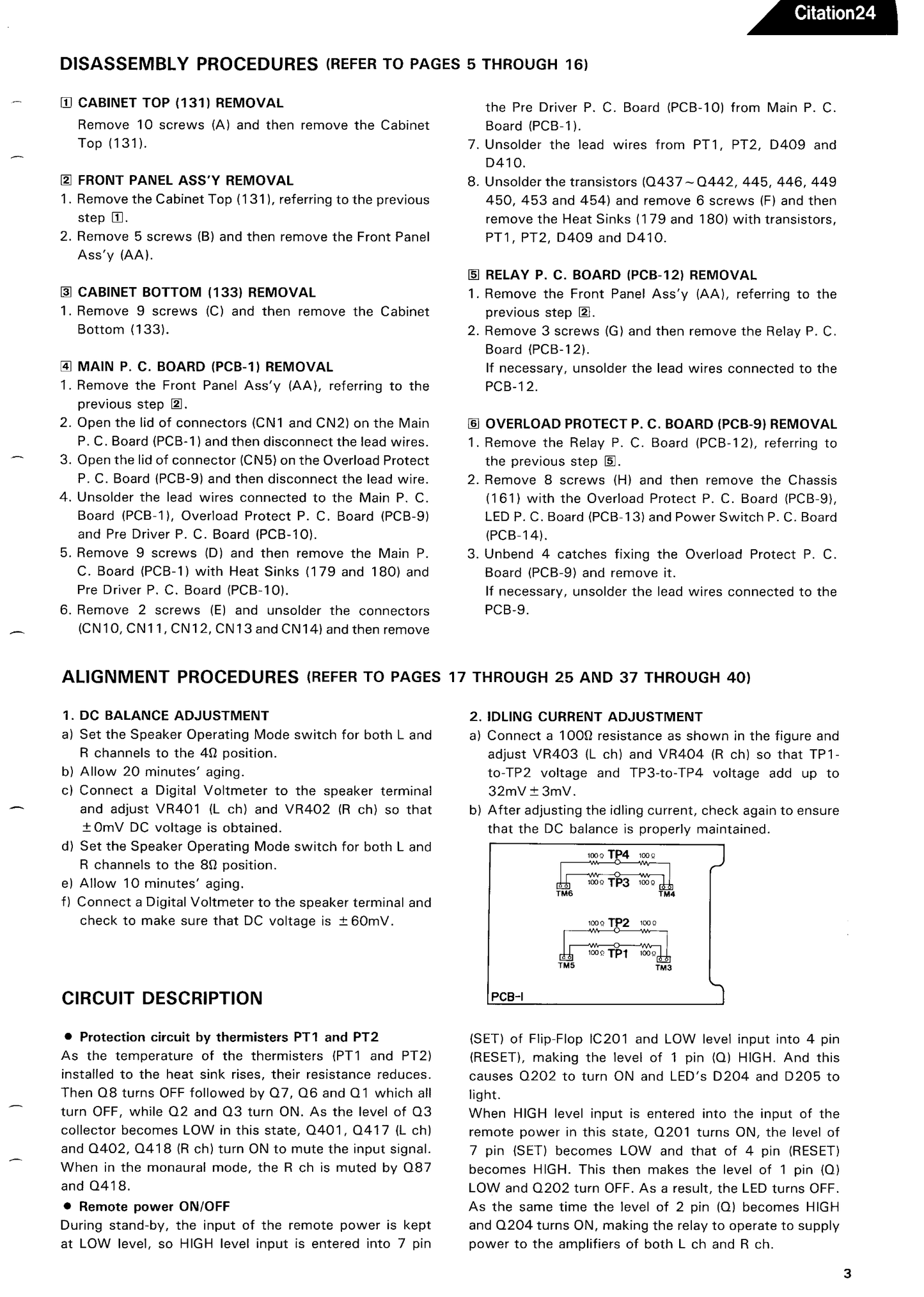 Harman/ Kardon Citation 24 Stereo Power Amplifier Service Manual (Pages: 31)