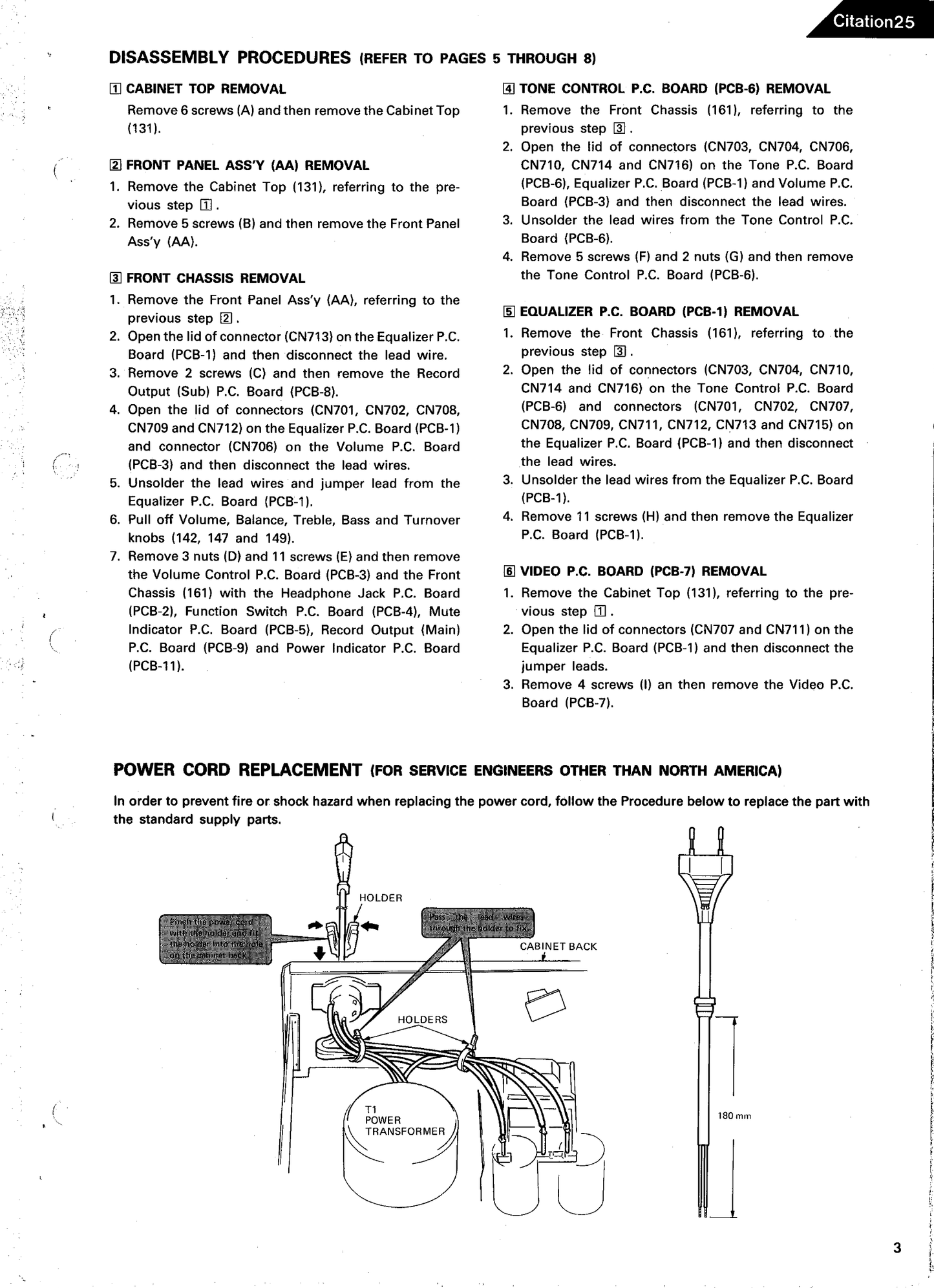 Harman/ Kardon Citation 25 Stereo Preamplifier Owner & Service Manual (Pages: 64)