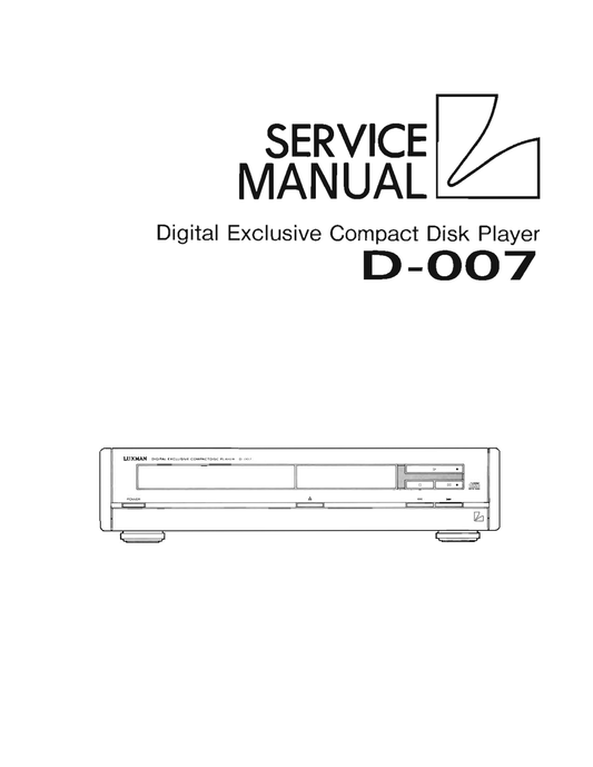 Luxman D-007 CD Player Service Manual (Pages: 32)