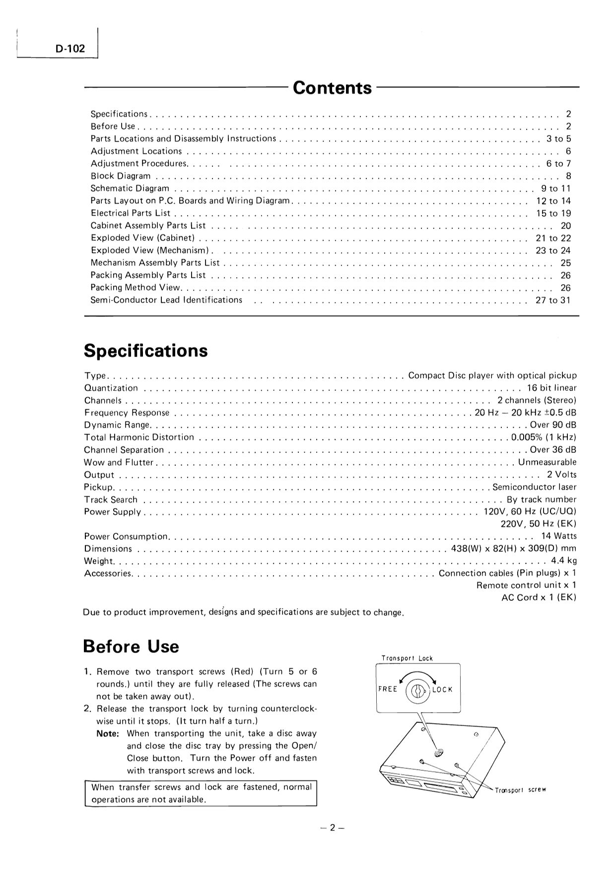 Luxman D-102 CD Player Service Manual (Pages: 29)