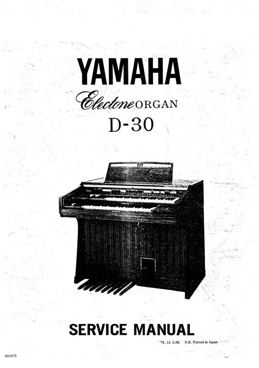 Yamaha D-30 Electone Organ Service Manual (Pages: 69)