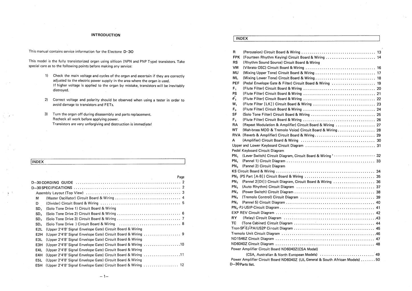 Yamaha D-30 Electone Organ Service Manual (Pages: 69)