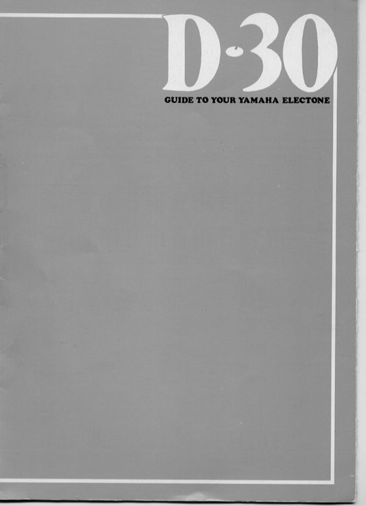 Yamaha D-30 Electone Organ Owner's/ User Manual (Pages: 16)