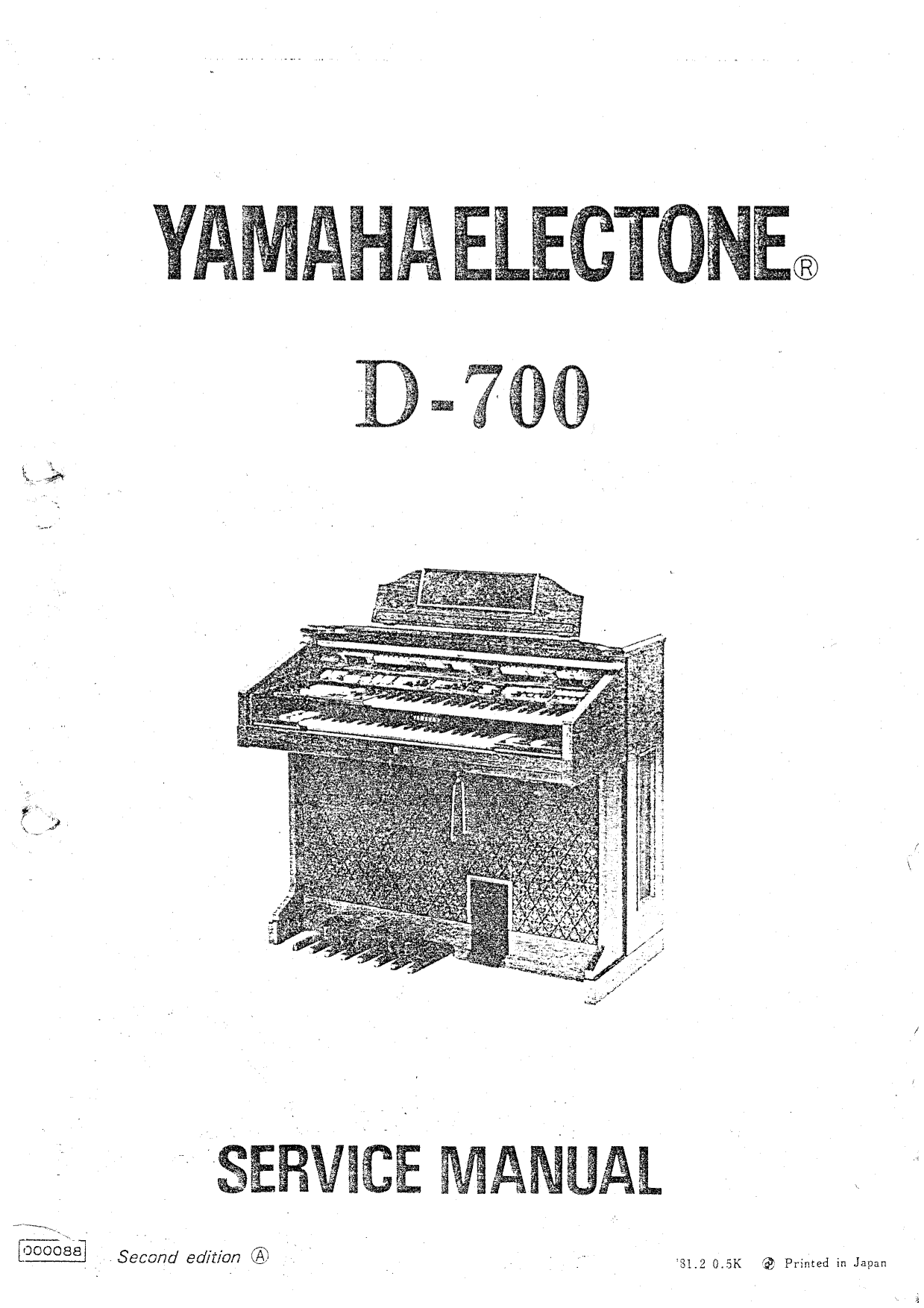 Yamaha D-700 Electone Organ Service Manual (Pages: 198)