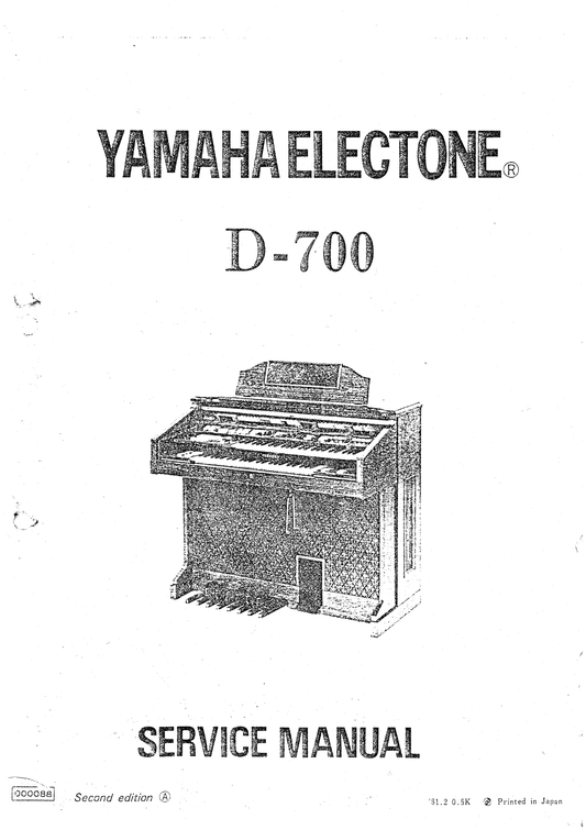 Yamaha D-700 Electone Organ Service Manual (Pages: 198)