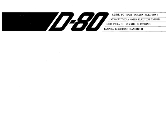 Yamaha D-80 Electone Organ Owner's/ User Manual (Pages: 40)