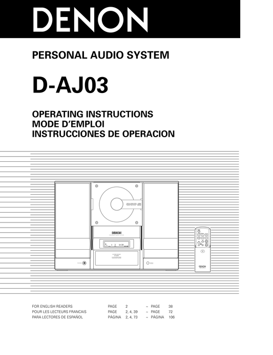 Denon D-AJ03 Audio System Owner/ User Manual (Pages: 73)