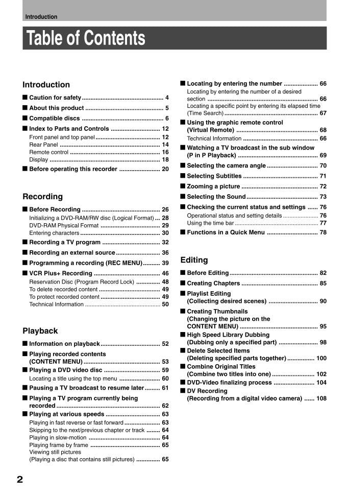 Toshiba DR1 DR1SU ser0105 Consumer Electronics Operating Manual