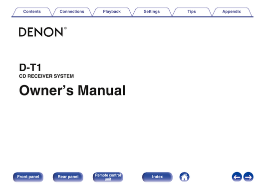 Denon D-T1 CD Player Receiver Owner/ User Manual (Pages: 72)