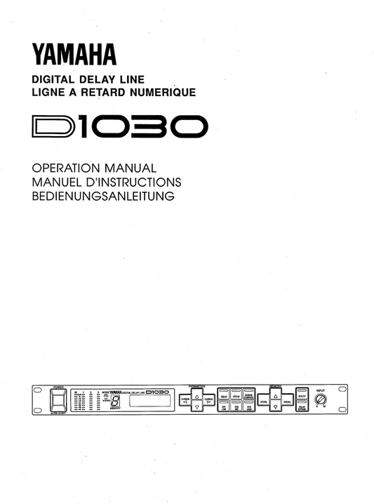 Yamaha D1030 Digital Delay Line Owner/ User Manual (Pages: 38)