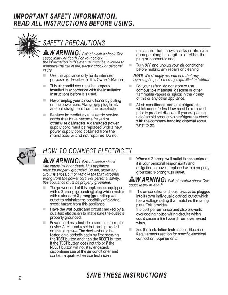 LG 6711 AR2905 C Air Conditioner Unit Operating Manual