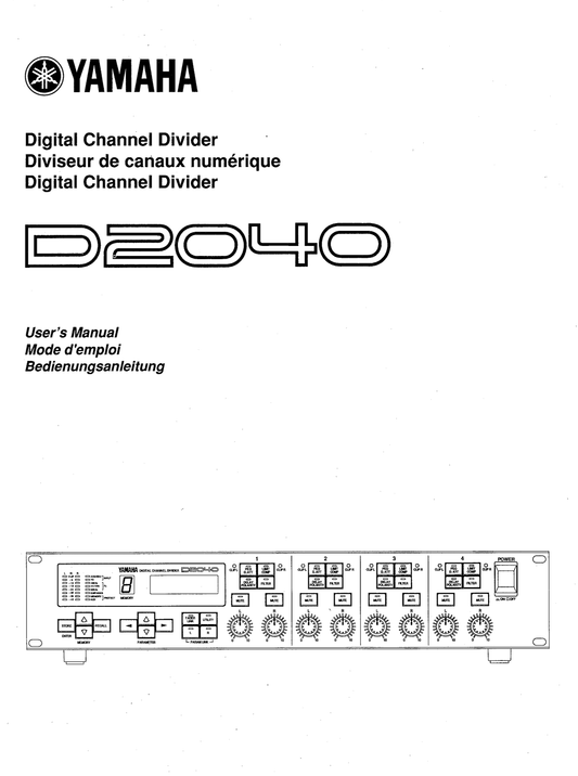Yamaha D2040 Digital Channel Divider Owner/ User Manual (Pages: 86)