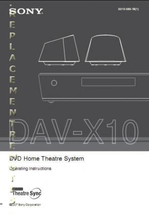 Sony DAVX10 Home Theater System Operating Manual