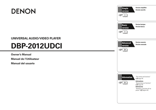 Denon DBP-2012UDCI Blu-Ray/ DVD Player Owner/ User Manual (Pages: 74)