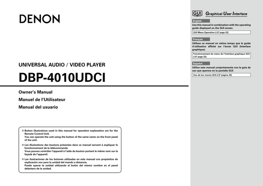 Denon DBP-4010UDCI Blu-Ray/ DVD Player Owner/ User Manual (Pages: 69)