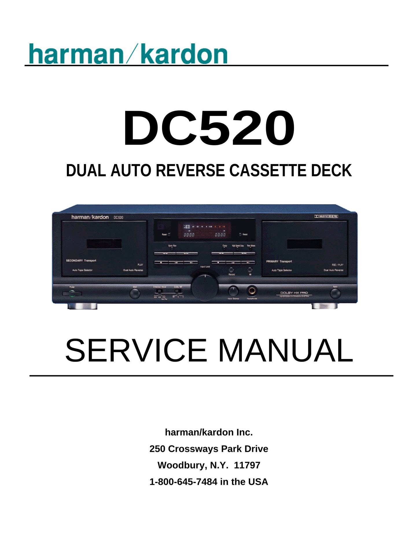 Harman/ Kardon DC520 Dual Cassette Deck Owner & Service Manual (Pages: 53)