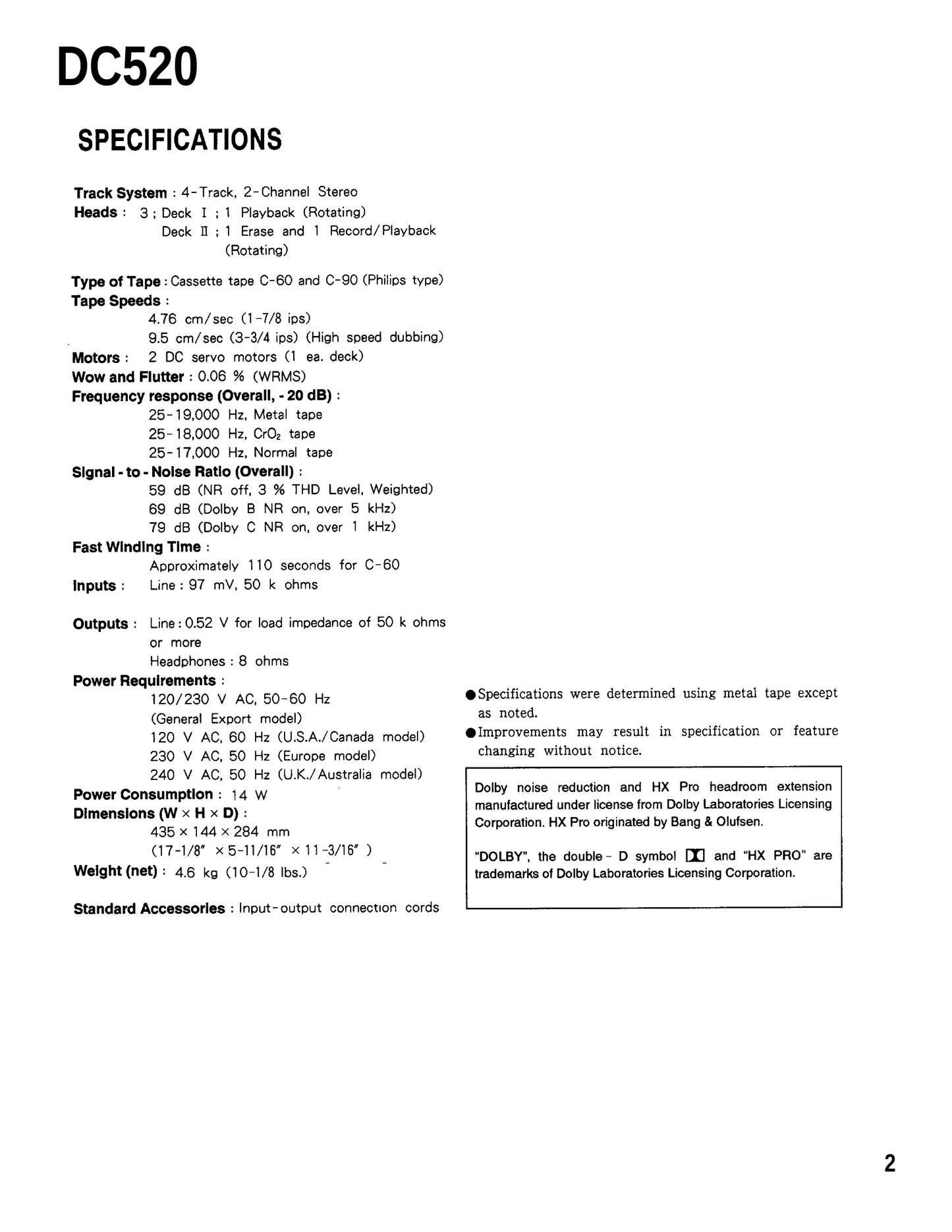 Harman/ Kardon DC520 Dual Cassette Deck Owner & Service Manual (Pages: 53)