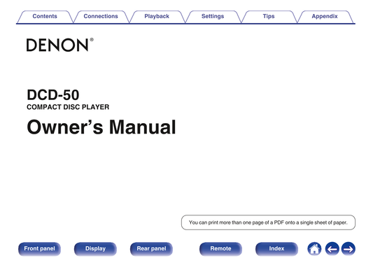 Denon DCD-50 CD Player Owner/ User Manual (Pages: 49)