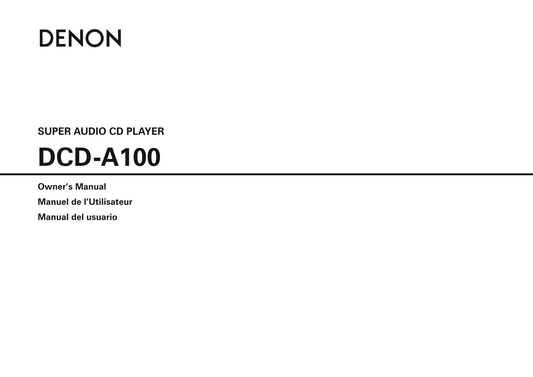 Denon DCD-A100 CD Player Owner/ User Manual (Pages: 22)