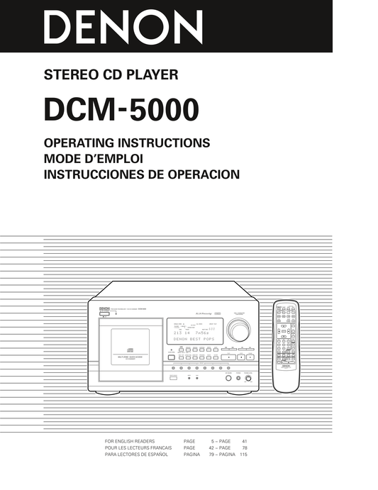 Denon DCM-5000 Stereo CD Player Owner/ User Manual (Pages: 42)