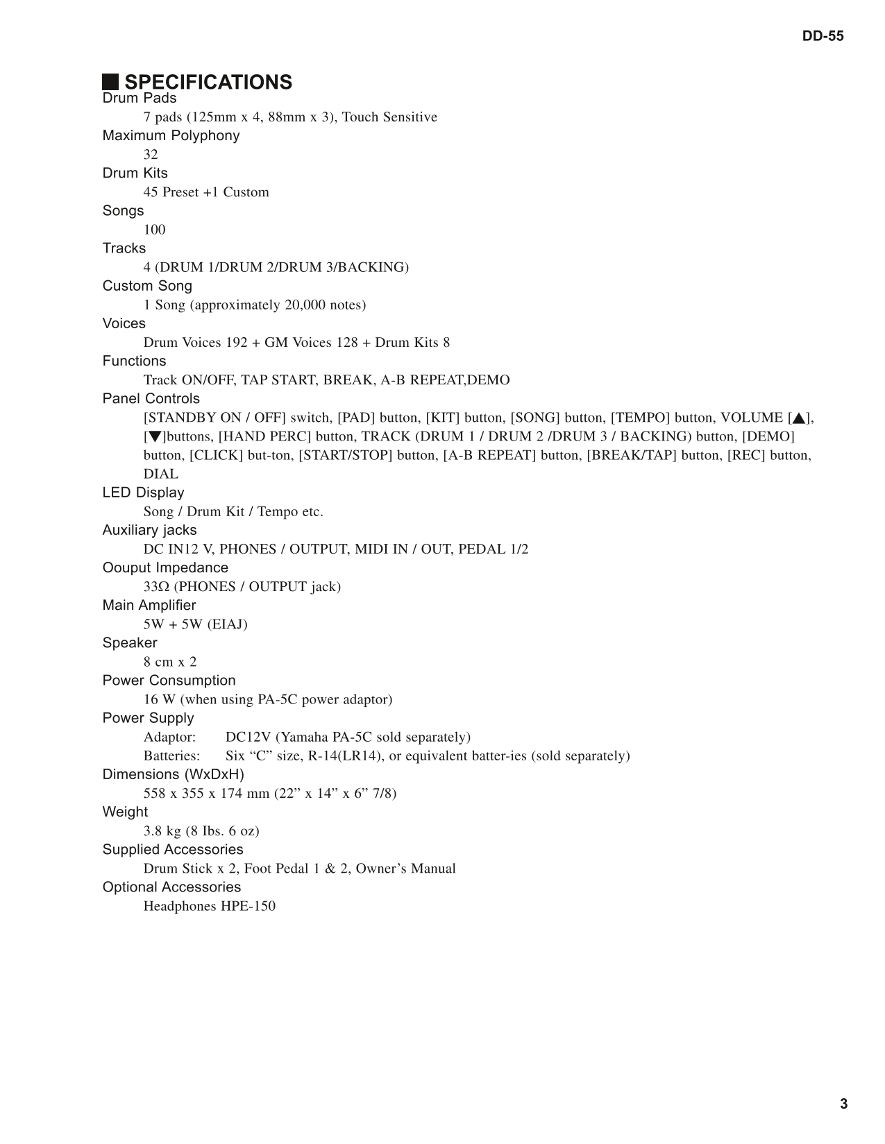 Yamaha DD-55 Digital Percussion Drum Machine Service Manual (Pages: 29)