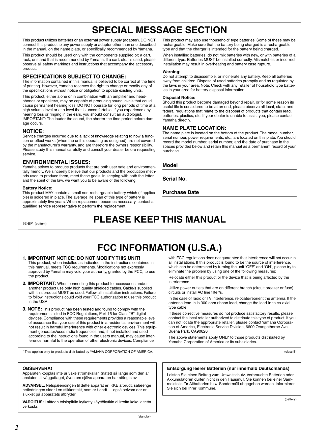 Yamaha DD-55 & DD-55C Electronic Drum Set Owner's/ User Manual (Pages: 47)