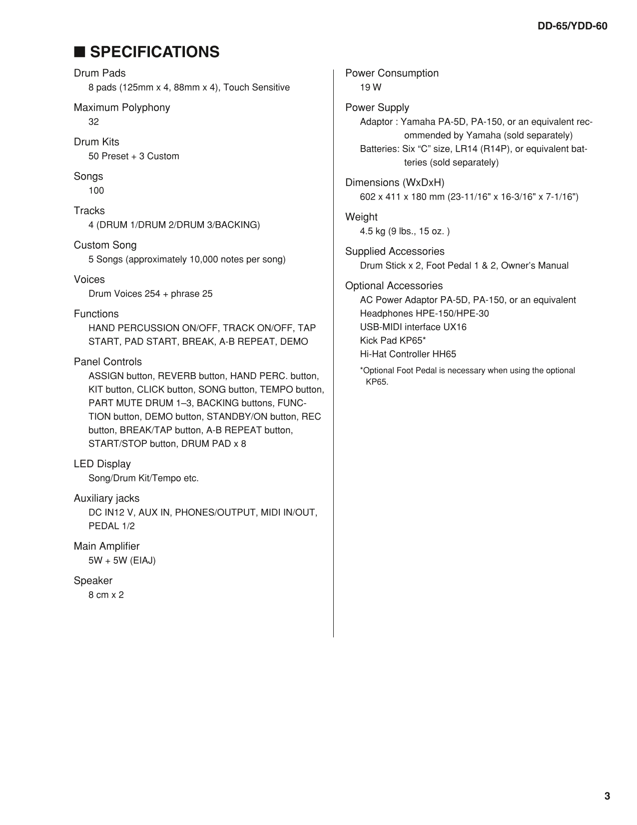 Yamaha DD-65 & YDD-60 Digital Percussion Drum Machine Service Manual (Pages: 45)