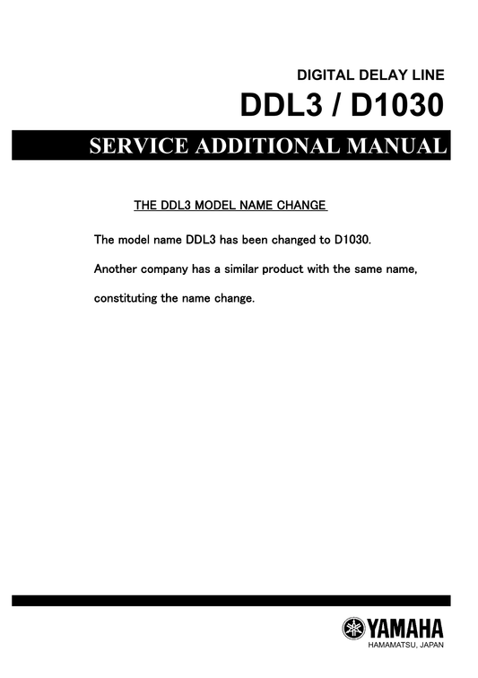 Yamaha DDL3 & D1030 Digital Delay Line Service Manual (Pages: 41)