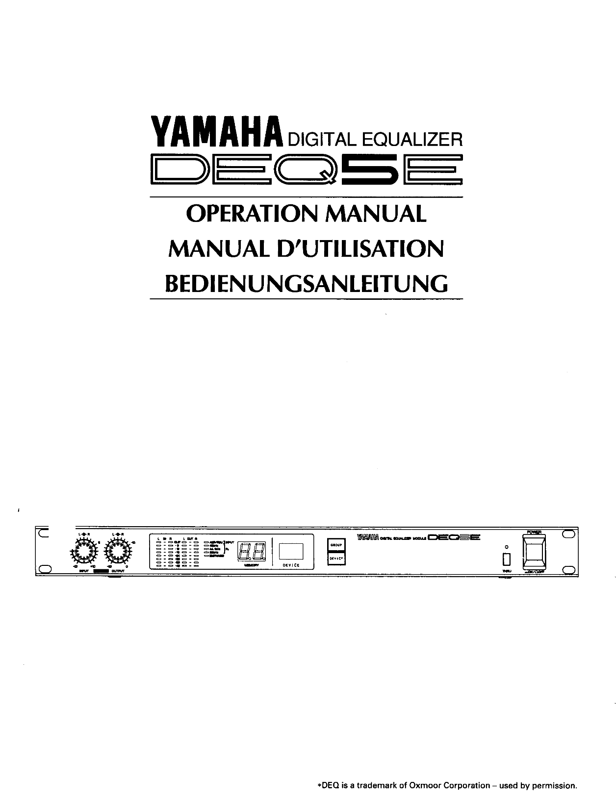 Yamaha DEQ5E Digital Equalizer Owner/ User Manual (Pages: 43)