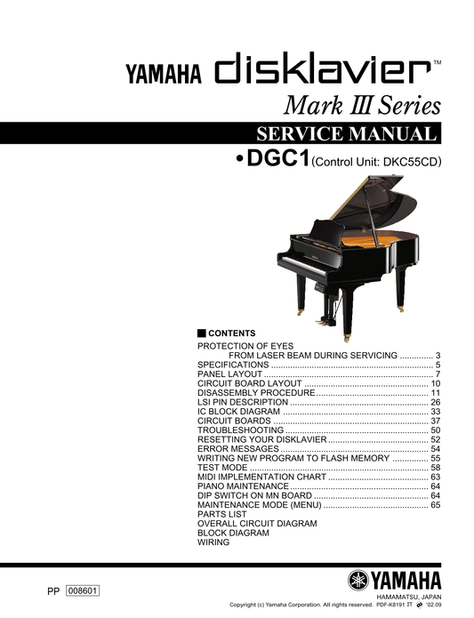 Yamaha DGC1 & DKC55CD Digital Piano Service Manual (Pages: 112)