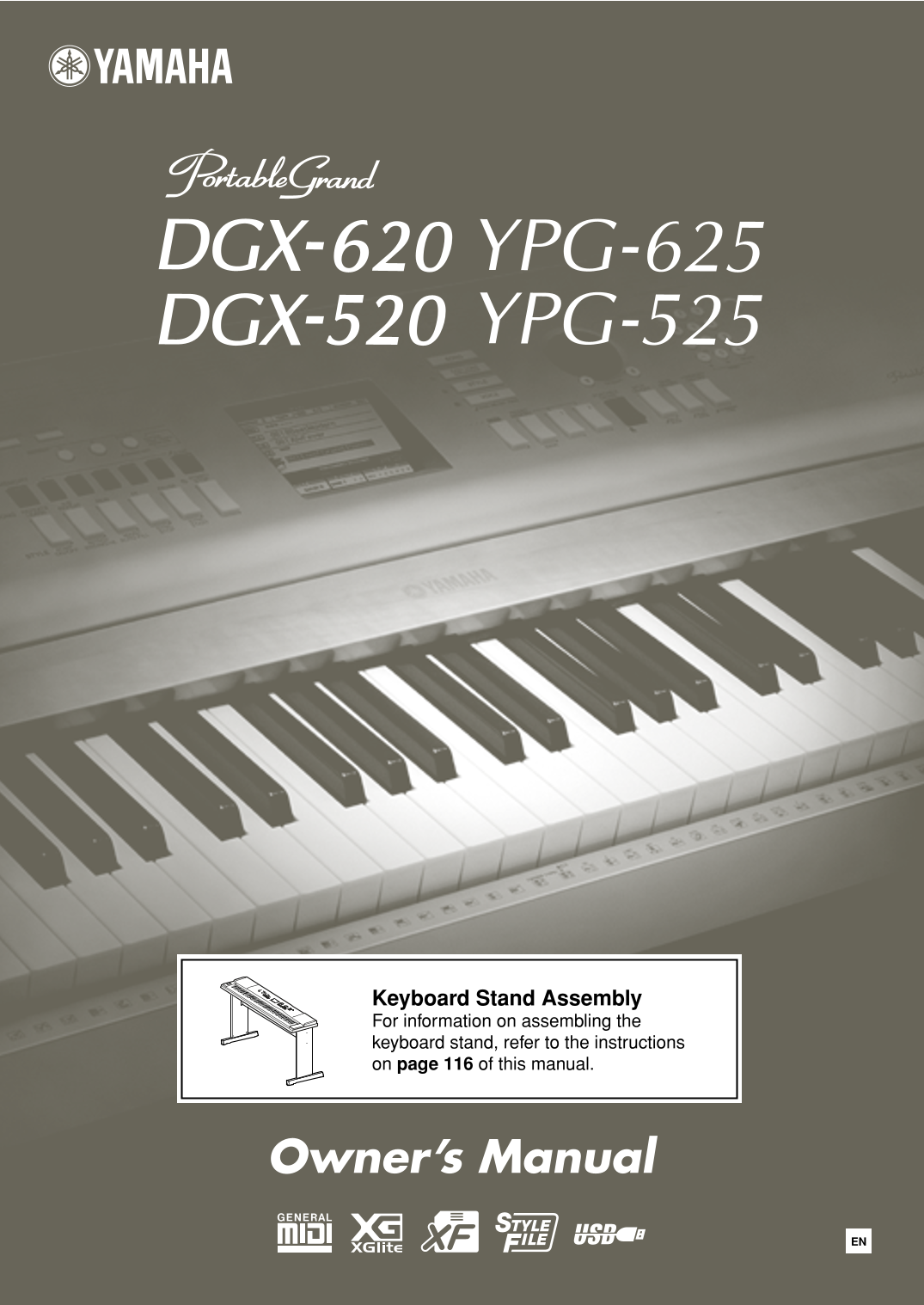 Yamaha DGX-520, DGX-620, YPG-525 & YPG-625 Portable Grand Piano Owner's/ User Manual (Pages:142)