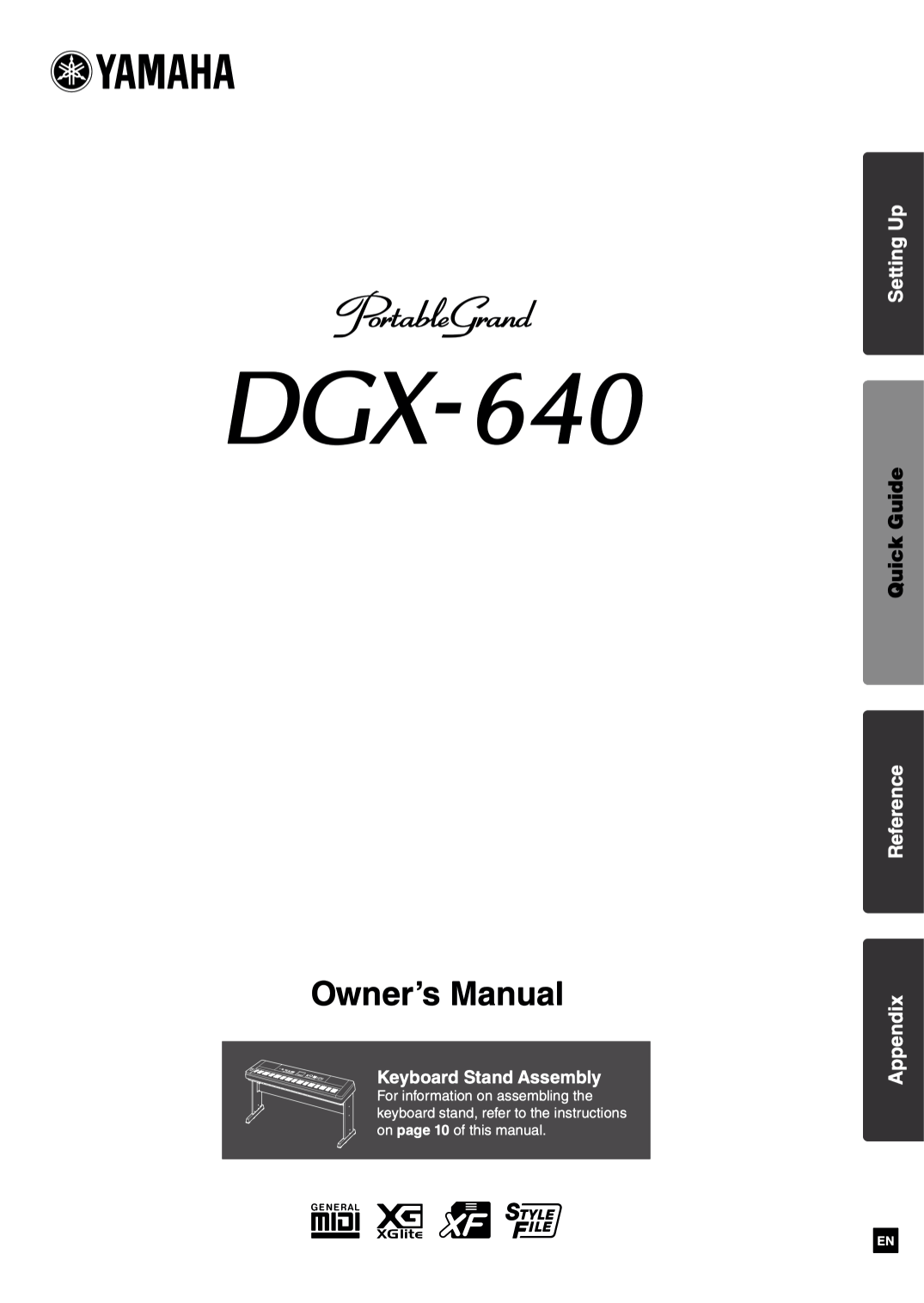 Yamaha DGX-640 Digital Piano Owner's/ User Manual (Pages: 120)