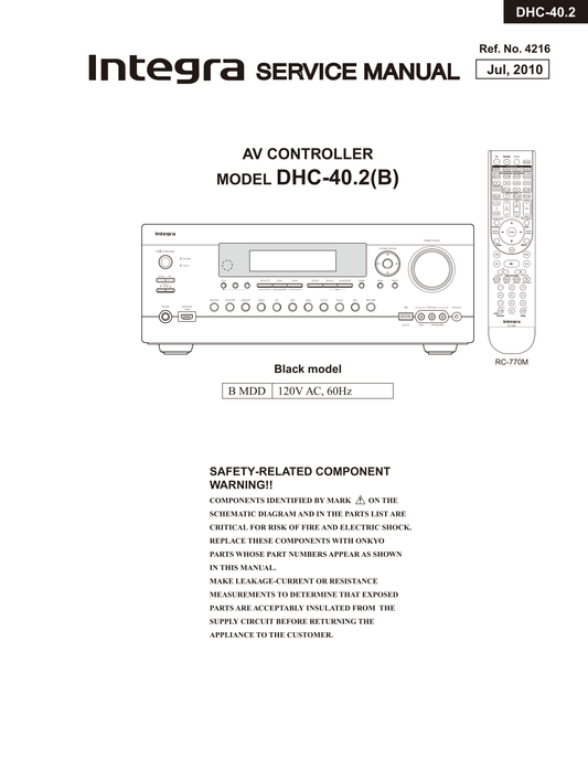 Integra DHC-40.2 AV Receiver Service Manual (Pages: 190)