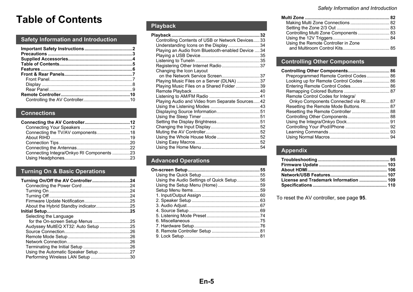 Integra DHC-60.1 AV Controller Owner's/ User Manual (Pages: 112)