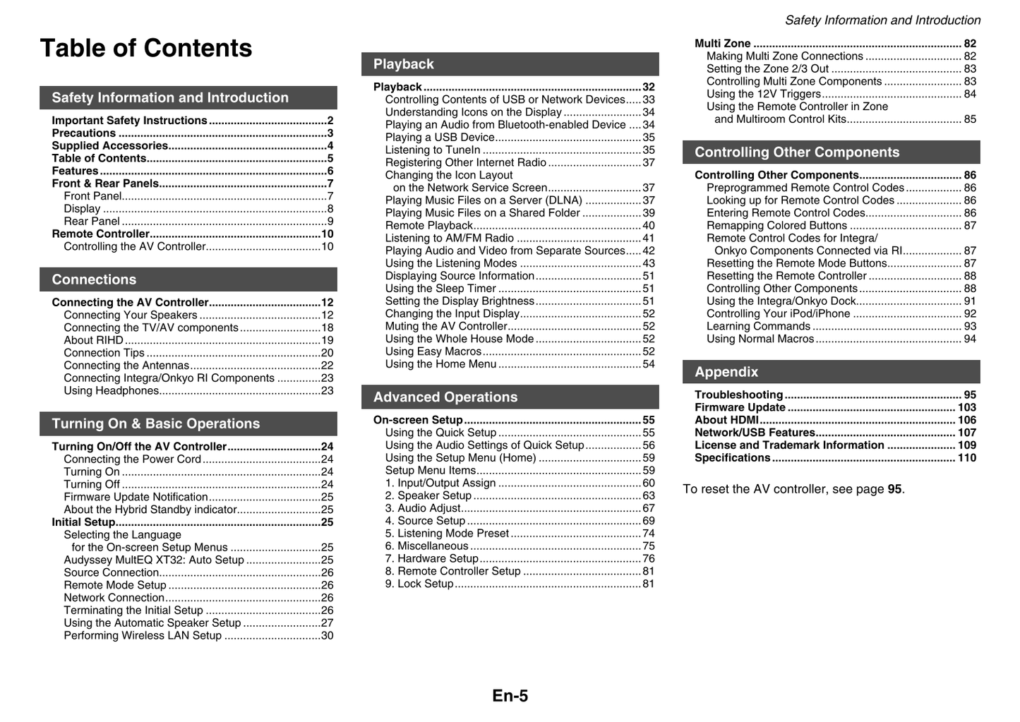 Integra DHC-60.5 AV Controller Owner's/ User Manual (Pages: 112)