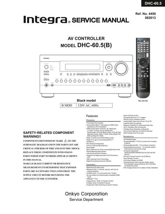 Integra DHC-60.5 AV Receiver Service Manual (Pages: 125)