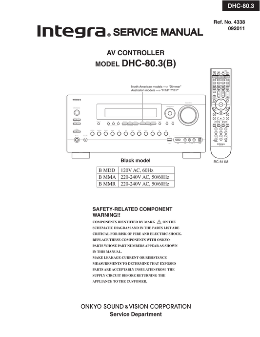 Integra DHC-80.3 AV Receiver Service Manual (Pages: 193)