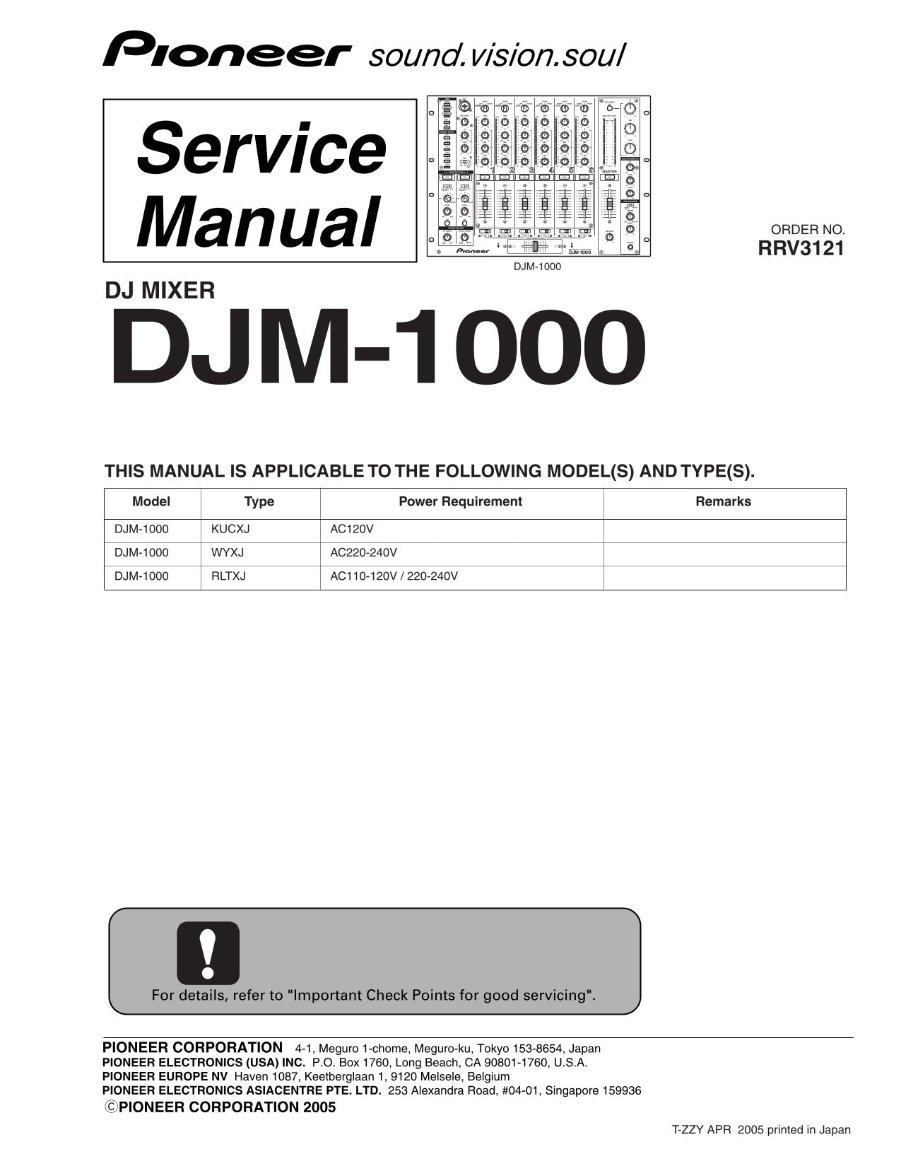 Pioneer DJM-1000 DJ Mixer Service Manual (Pages: 168)