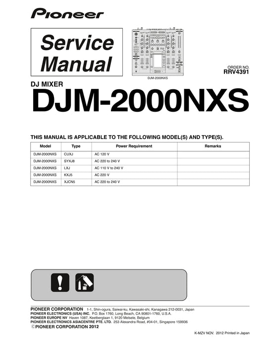Pioneer DJM-2000NXS DJ Mixer Service Manual (Pages: 190)