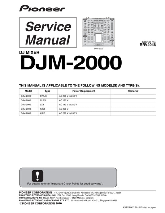 Pioneer DJM-2000 DJ Mixer Service Manual (Pages: 224)