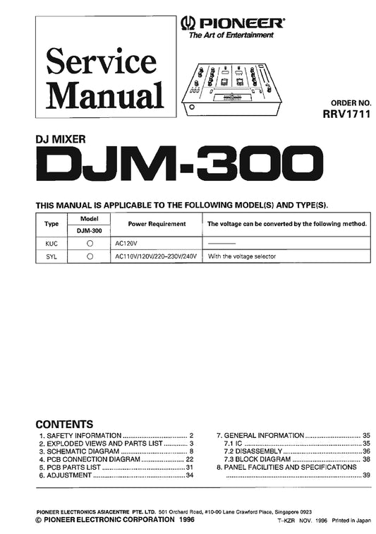 Pioneer DJM-300 DJ Mixer Service Manual (Pages: 33)