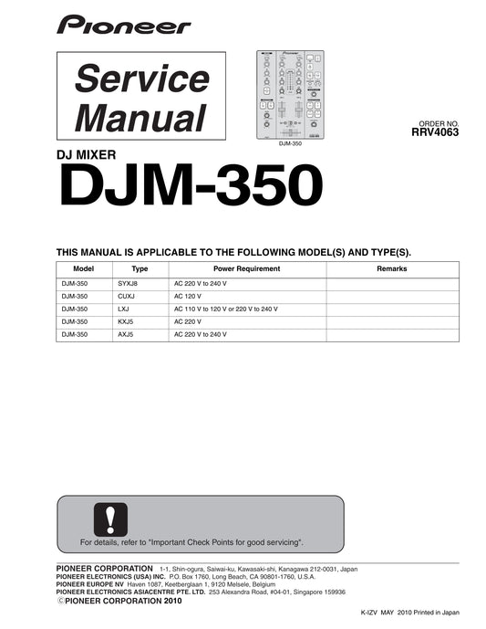 Pioneer DJM-350 DJ Mixer Service Manual (Pages: 91)
