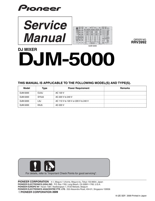 Pioneer DJM-5000 DJ Mixer Service Manual (Pages: 158)