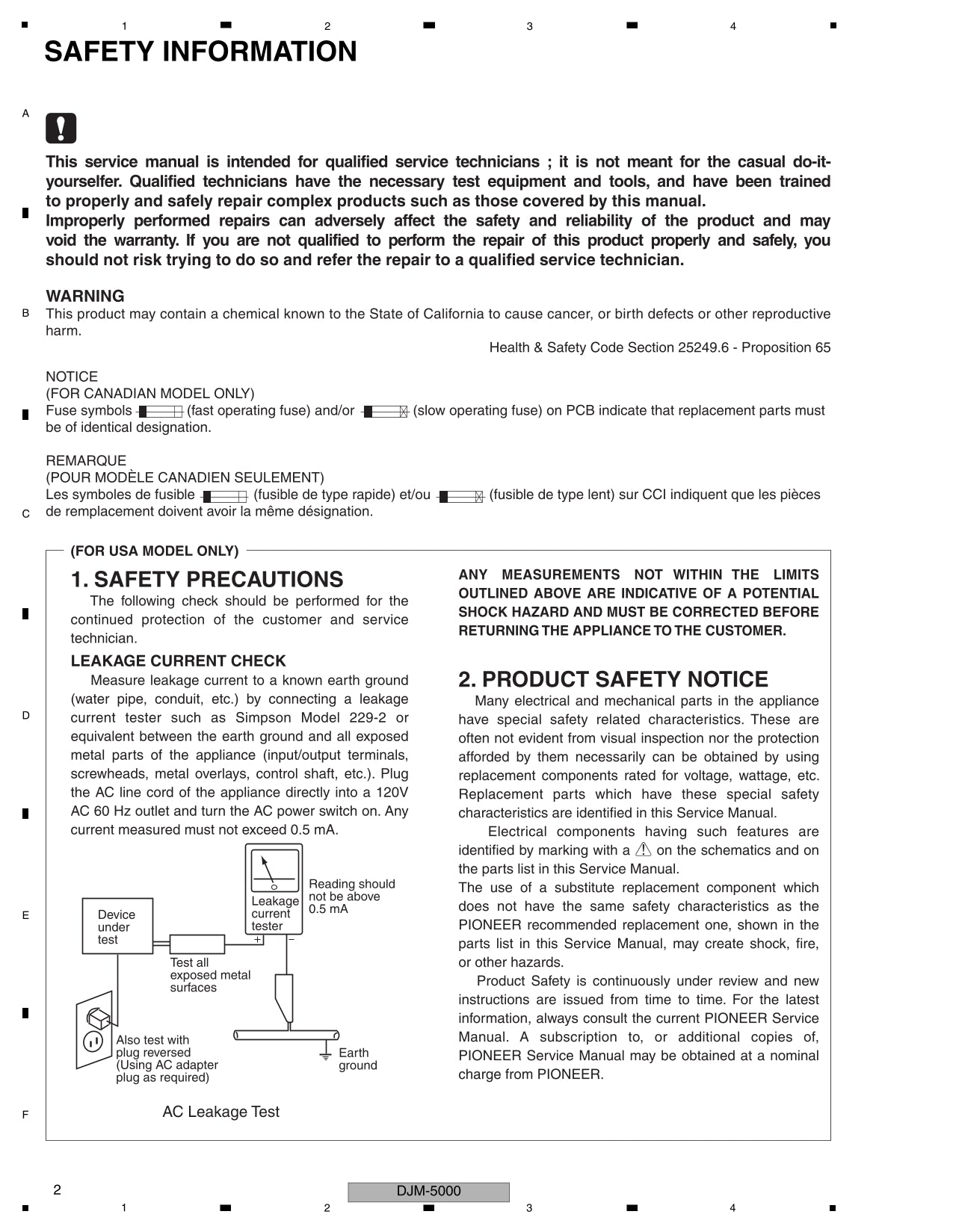Pioneer DJM-5000 DJ Mixer Service Manual (Pages: 158)