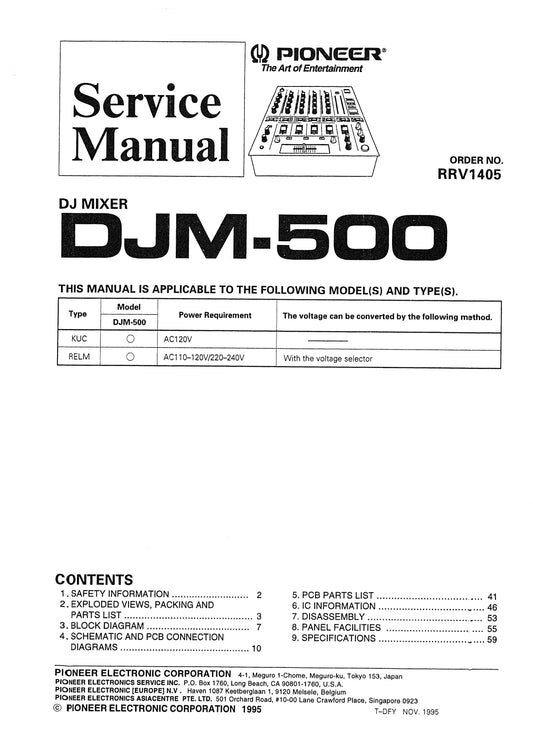 Pioneer DJM-500 DJ Mixer Service Manual (Pages: 33)