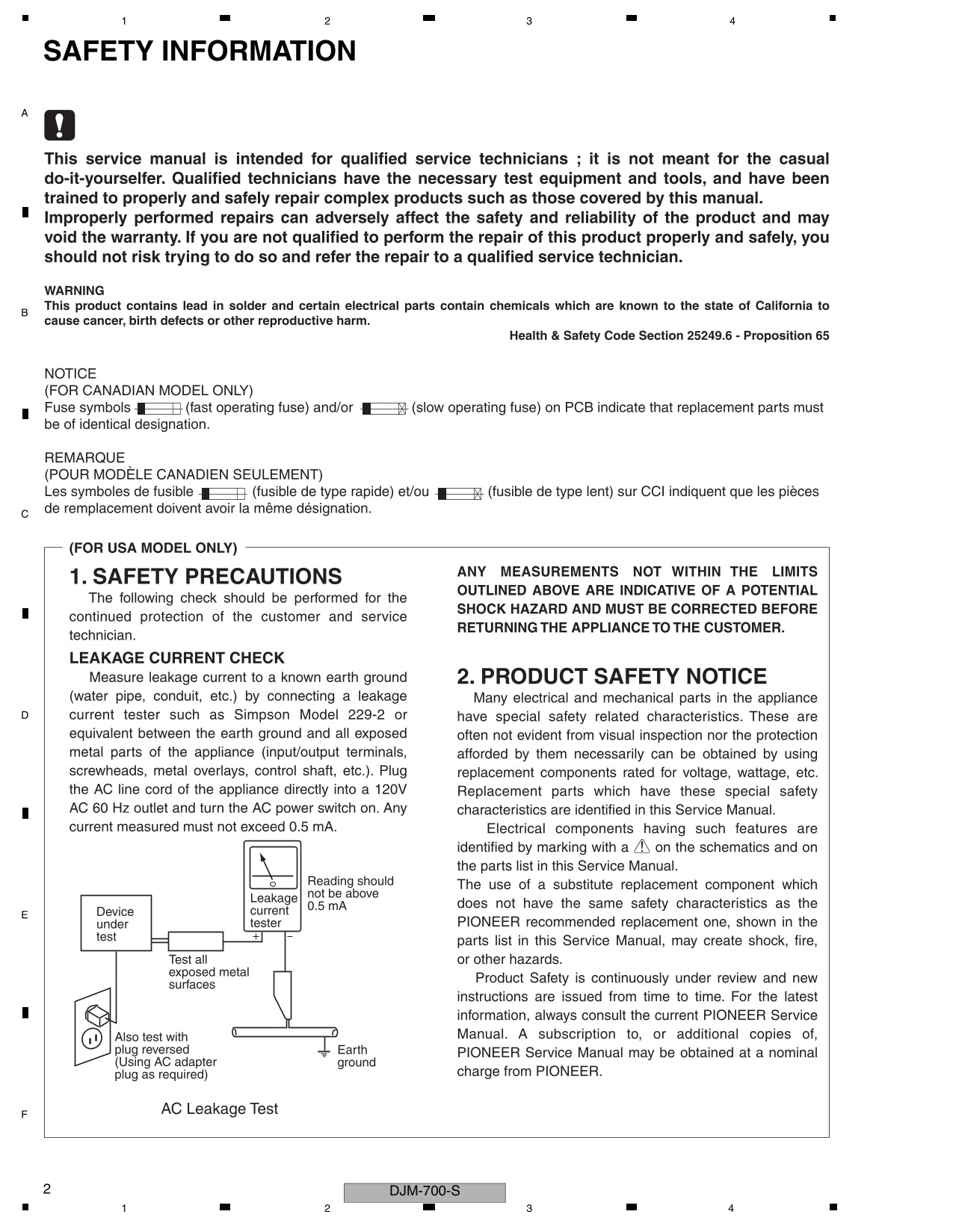 Pioneer DJM-700-K & DJM-700-S DJ Mixer Service Manual (Pages: 140)